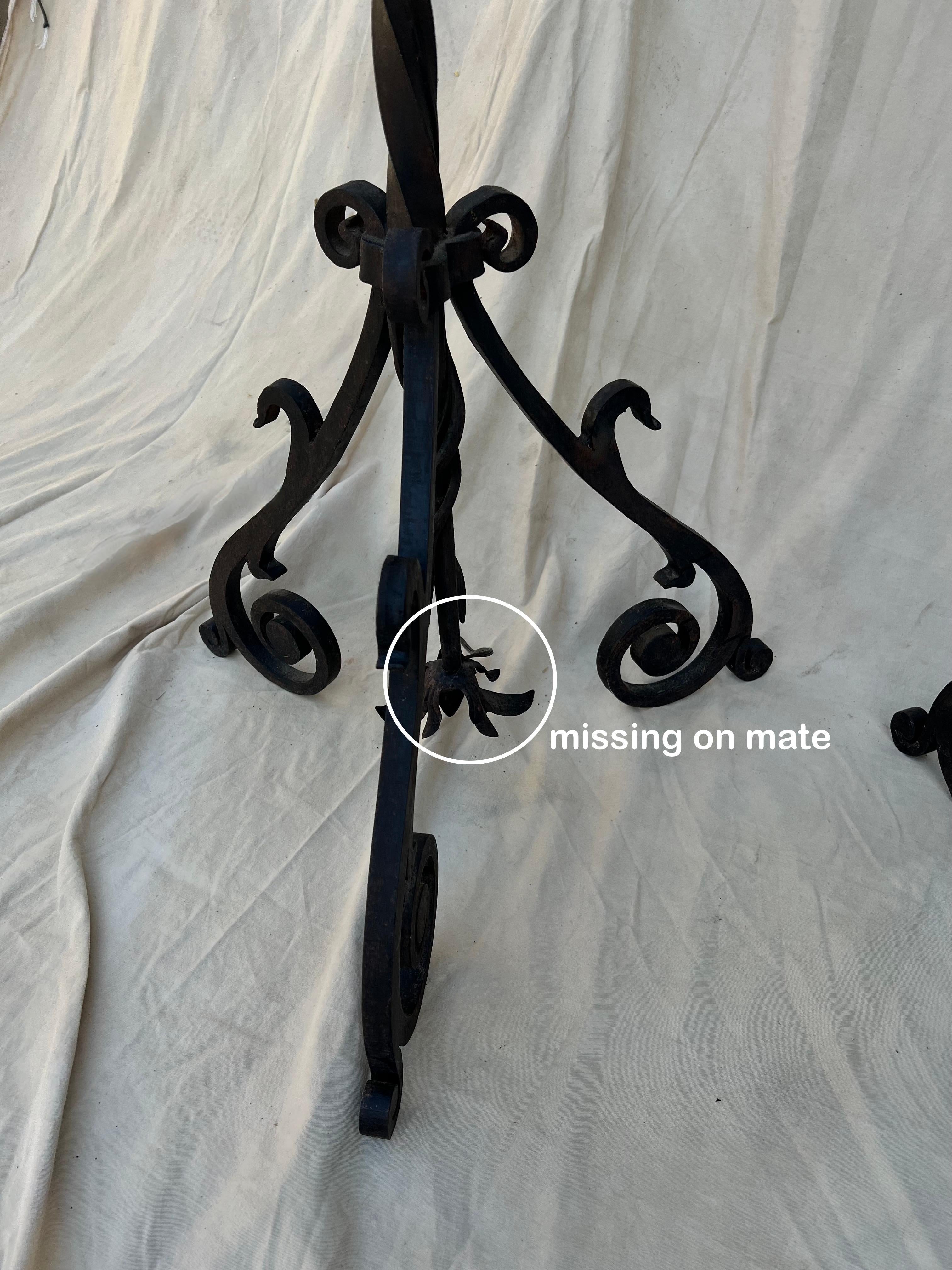 Pair of Hand Wrought Twisted Iron Floor Lamps with Custom Parchment Shades  For Sale 2