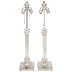 Pair of Handblown Baccarat Columnar Lamps