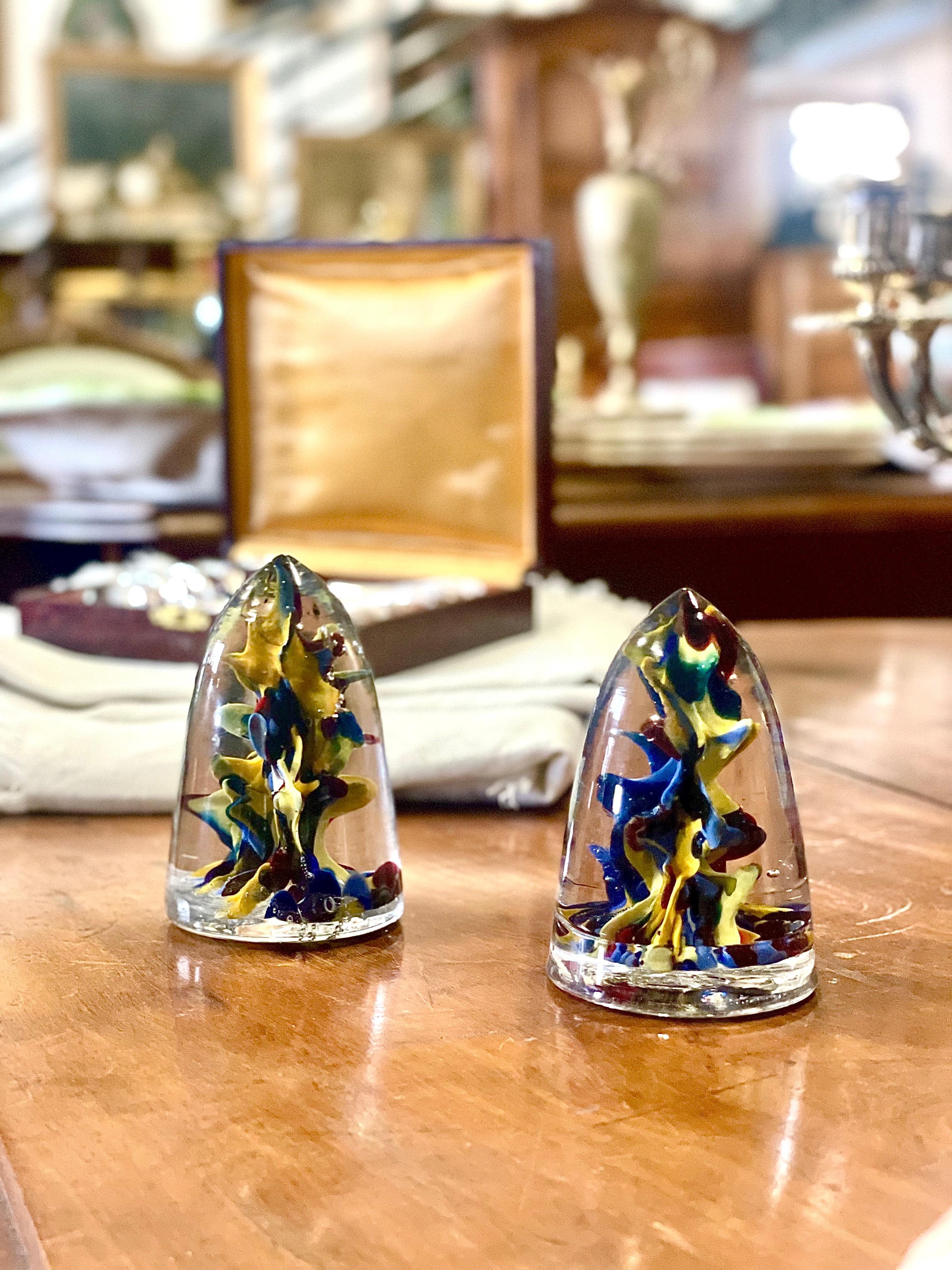Pair of 19th Century Handblown Crystal Shell Paperweights For Sale 4