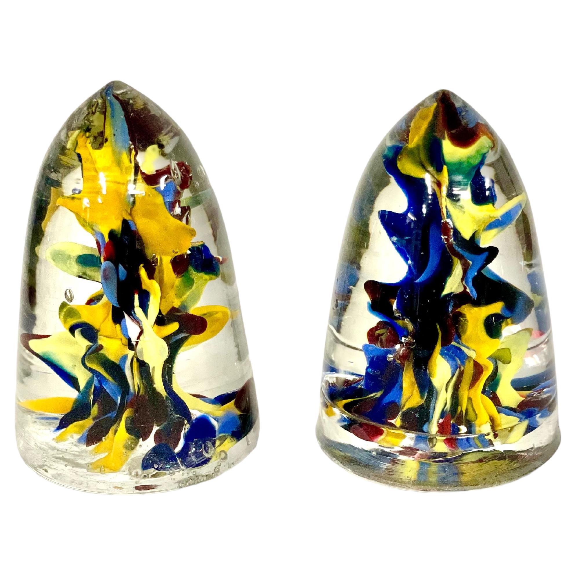 19th Century Pair of Crystal Shell Paperweights