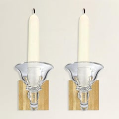 Pair of Handblown Glass Candle Sconces