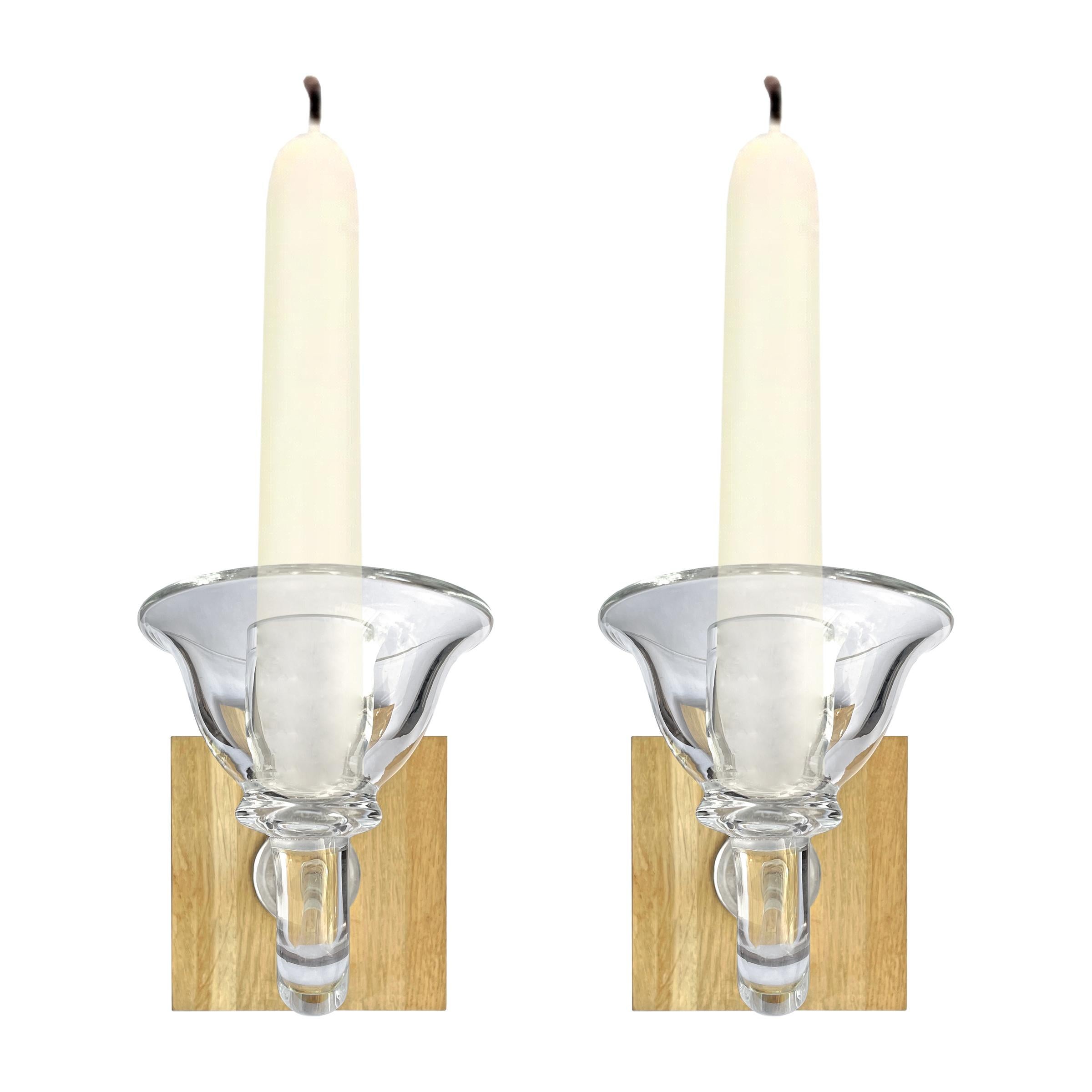 Paar Kerzenleuchter aus mundgeblasenem Glas (Moderne) im Angebot