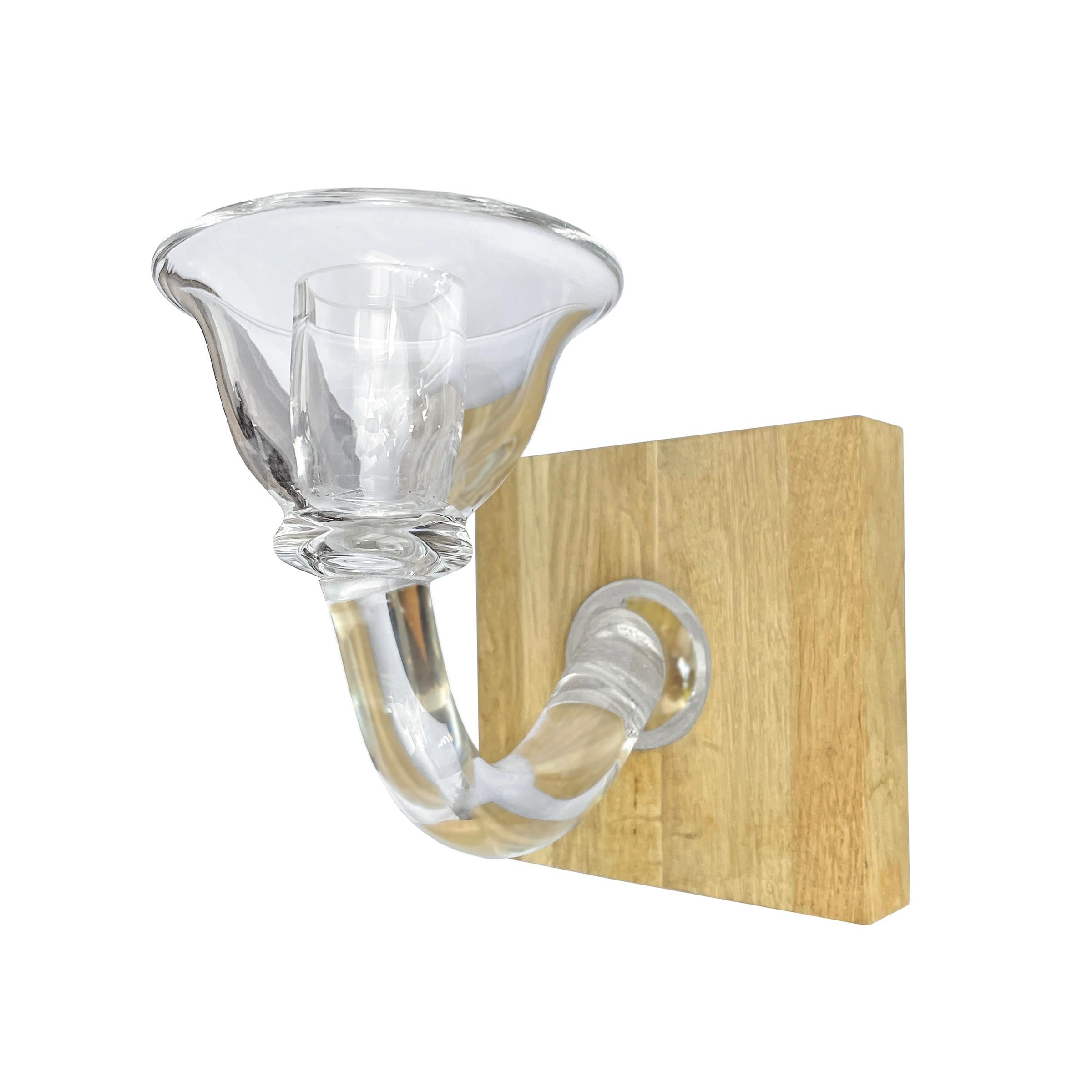 Modern Pair of Handblown Glass Candle Sconces For Sale