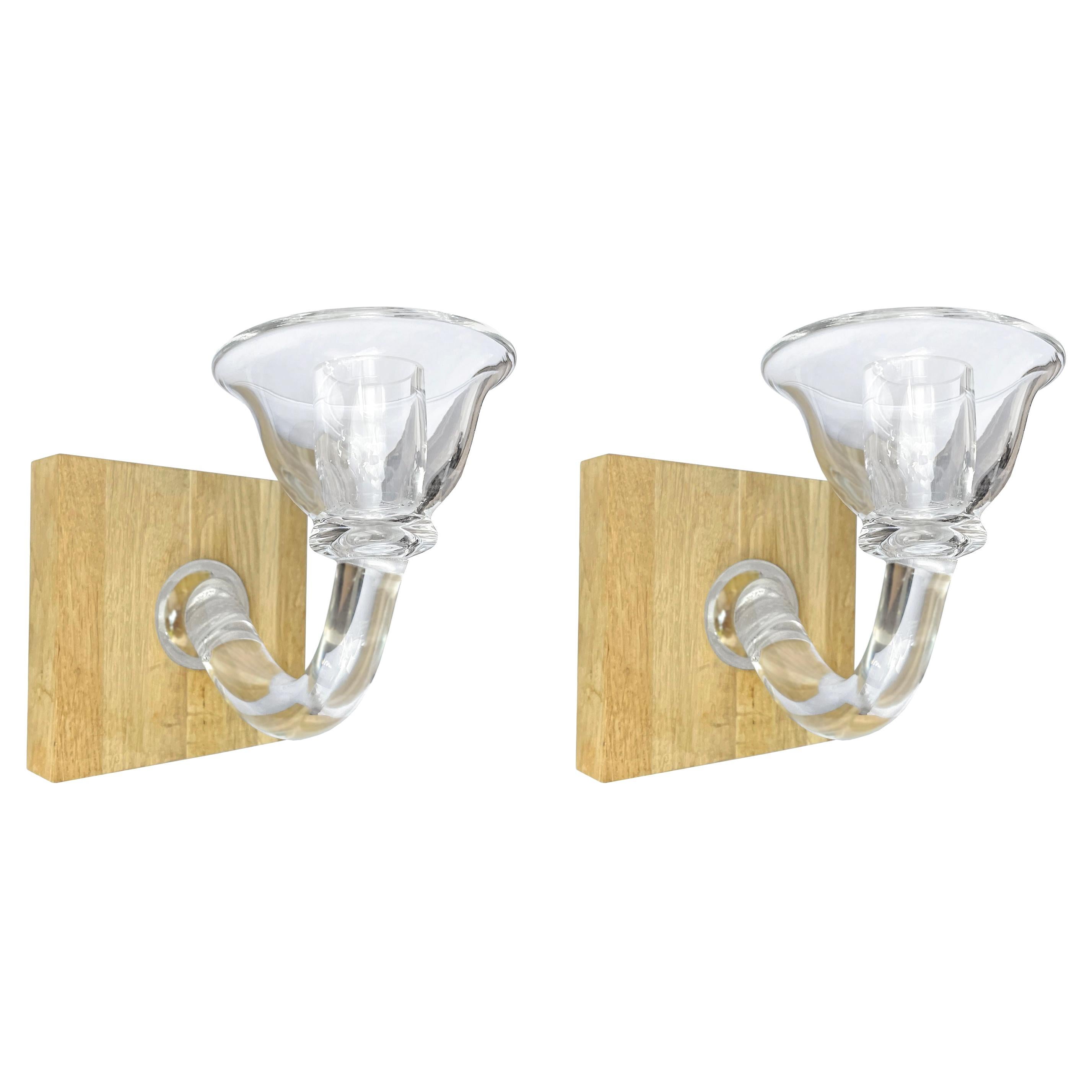Pair of Handblown Glass Candle Sconces