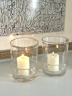 Pair of Handblown Glass Hurricane Lamps or Vases