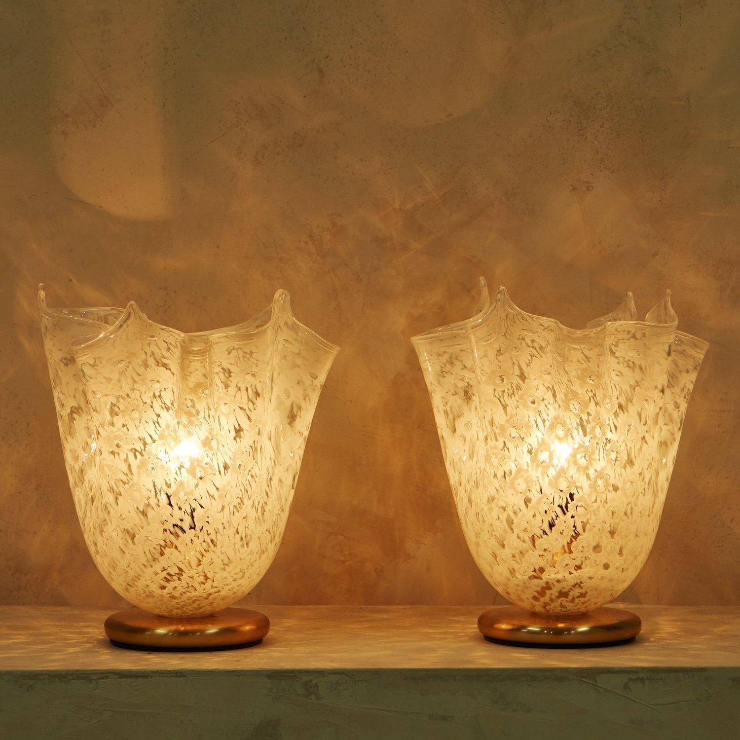 Pair of Handblown Glass Table Lamps, Italy 1990s 7