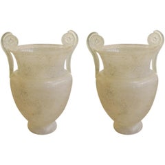 Pair of Handblown Glass Urns