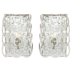 Pair of Handblown Murano Glass Sconces by Angelo Mangiarotti for Vistosi
