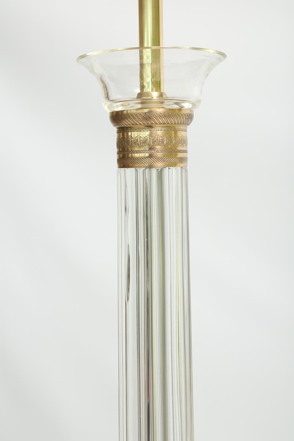 Mid-20th Century Pair of Handblown Seguso Glass Columnar Lamps