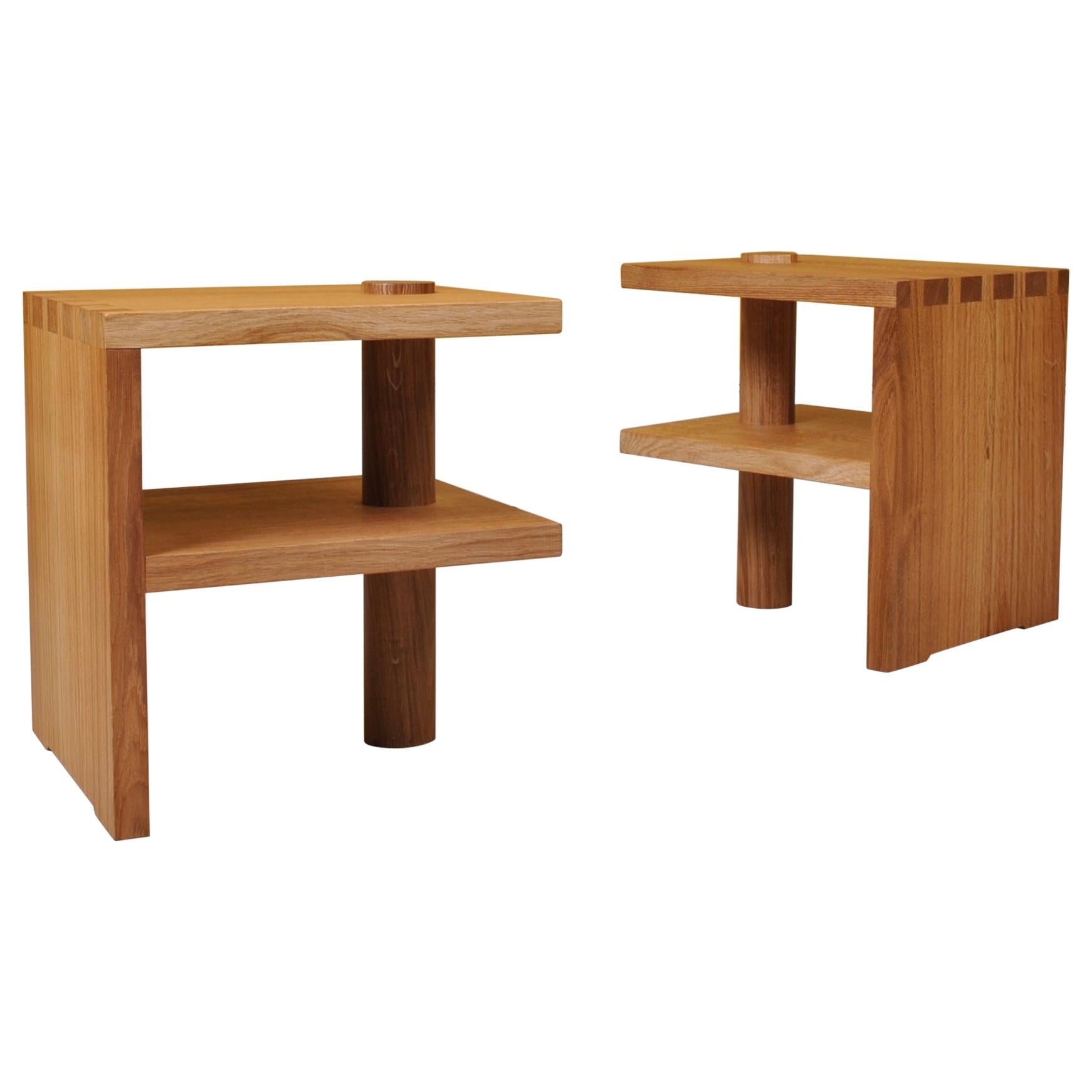 Pair of Handcrafted Architectural Oak Stools