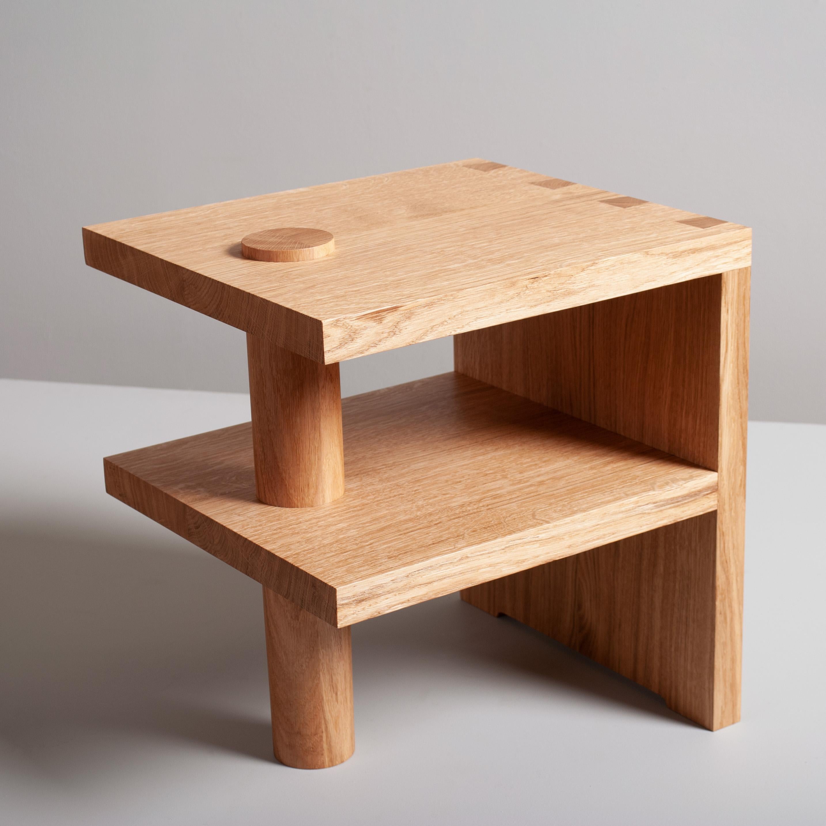 Modern Pair of Handcrafted Architectural Oak Tables For Sale