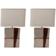 Pair of Handcrafted  Artisan Ceramic Modern Lamps