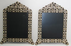 Pair of Handcrafted Bone Inlay Arched Moroccan Mirrors