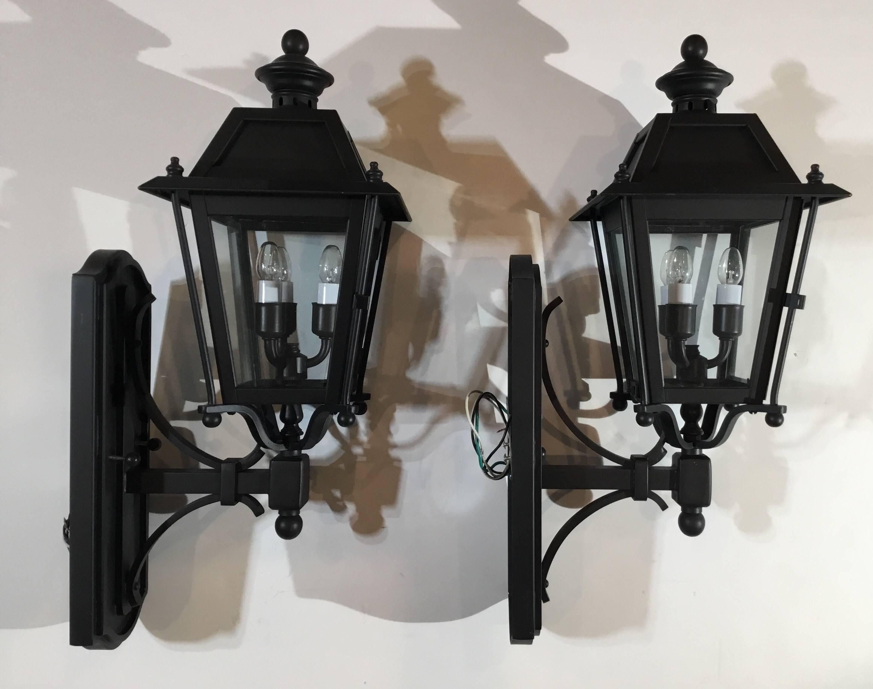 Pair of Handcrafted Brass Wall Hanging Lanterns 5