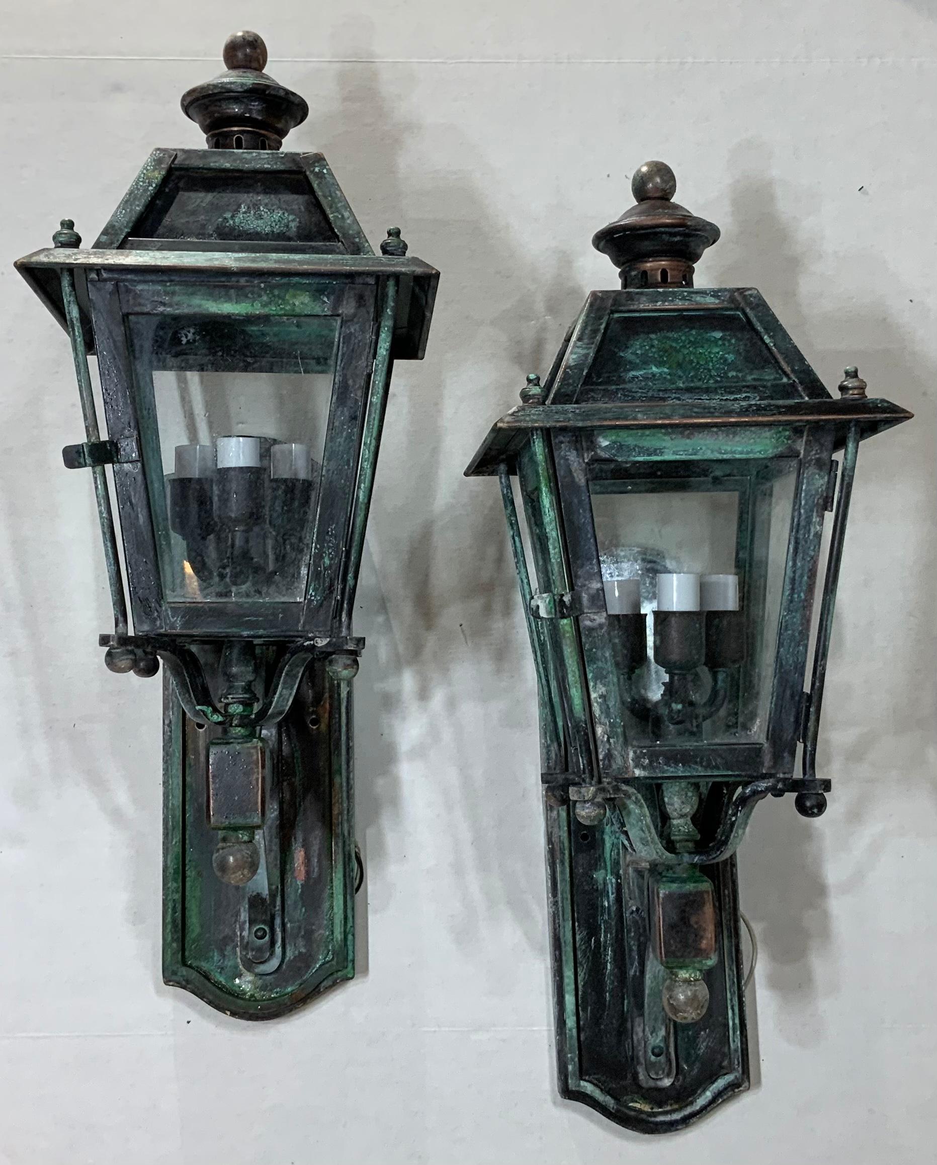 Pair of Handcrafted Brass Wall Hanging Lanterns 5