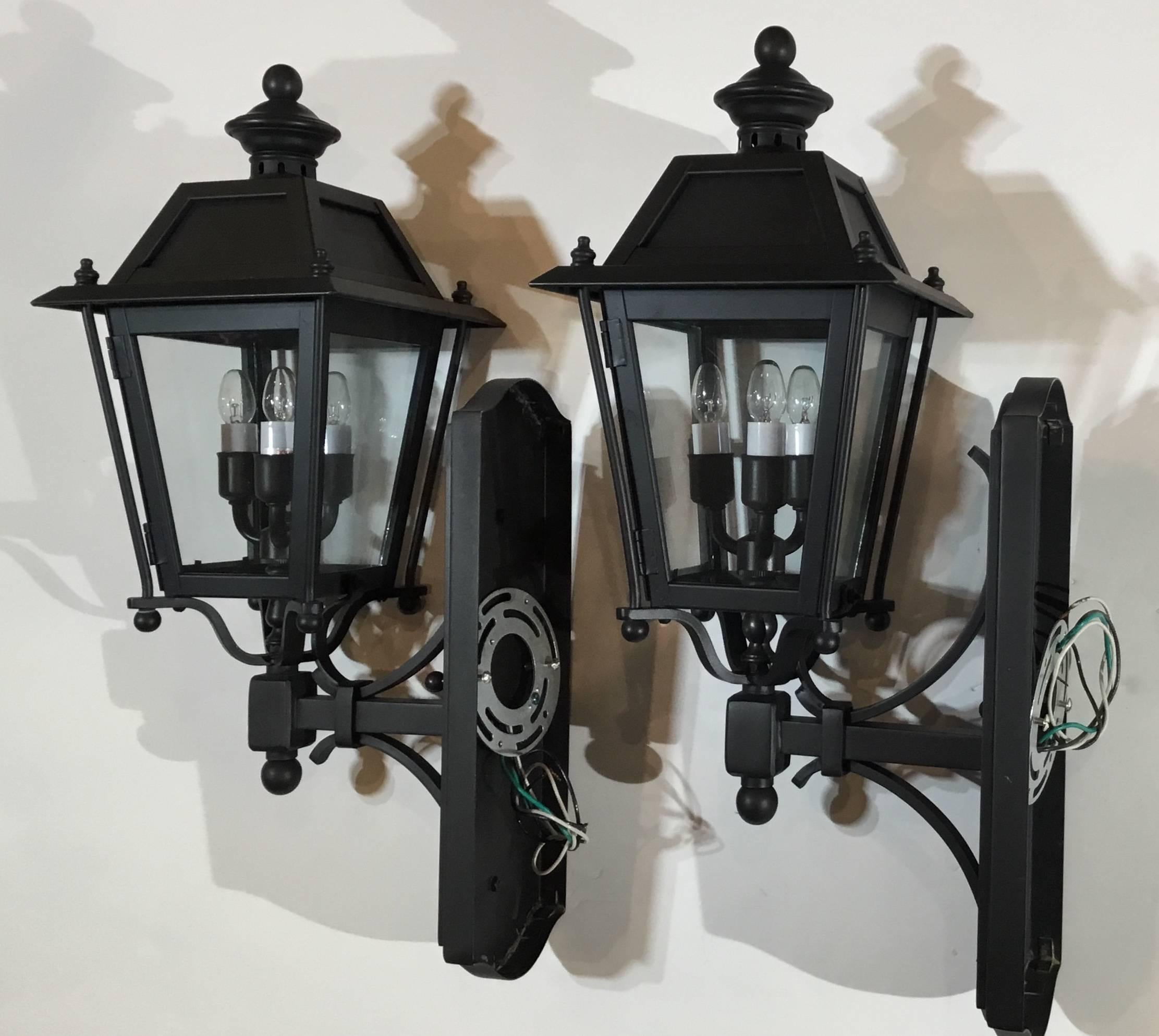 Pair of Handcrafted Brass Wall Hanging Lanterns 6
