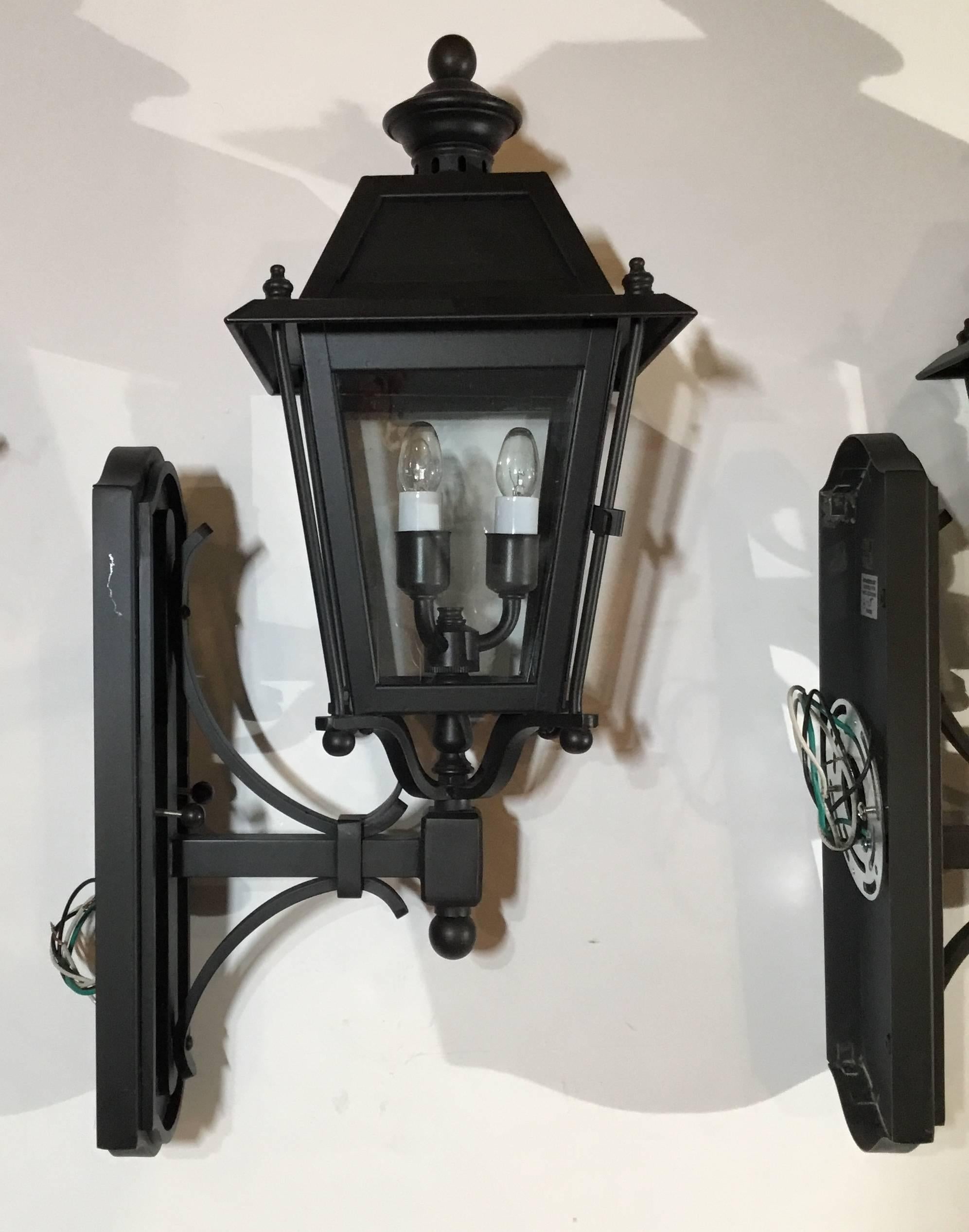 Pair of Handcrafted Brass Wall Hanging Lanterns 7