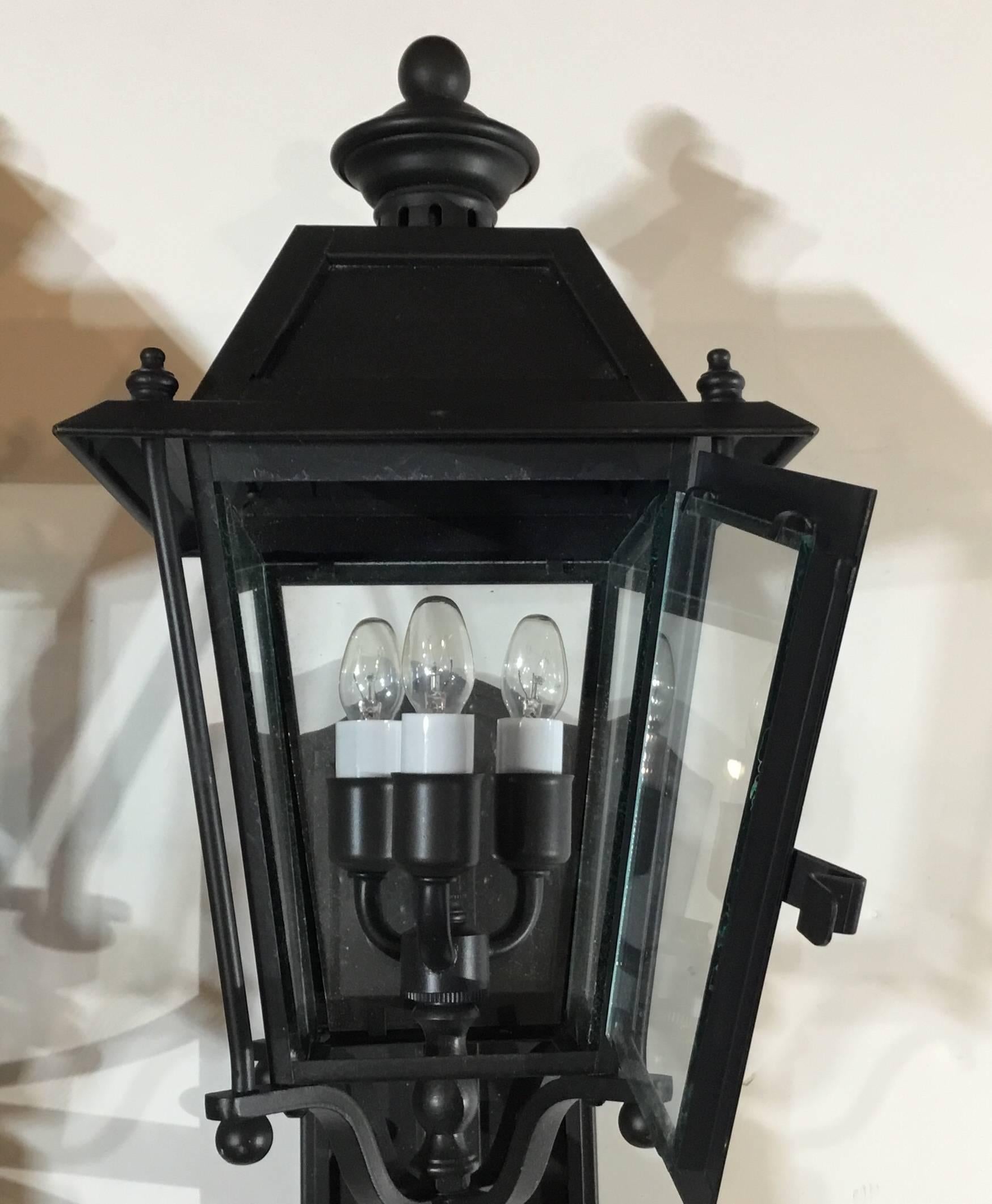 20th Century Pair of Handcrafted Brass Wall Hanging Lanterns