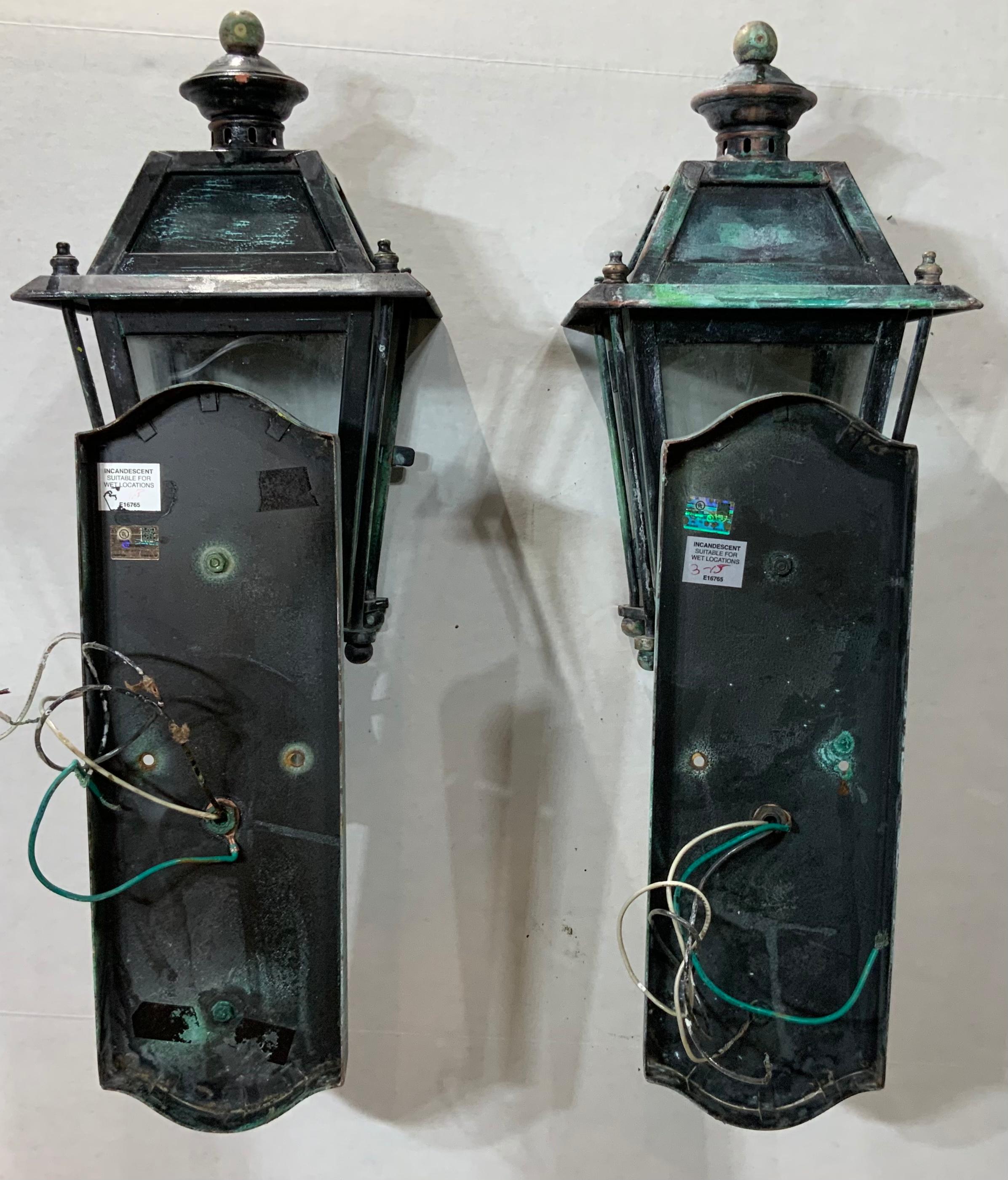 Pair of Handcrafted Brass Wall Hanging Lanterns 3