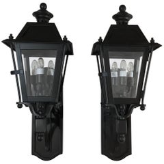 Pair of Handcrafted Brass Wall Hanging Lanterns