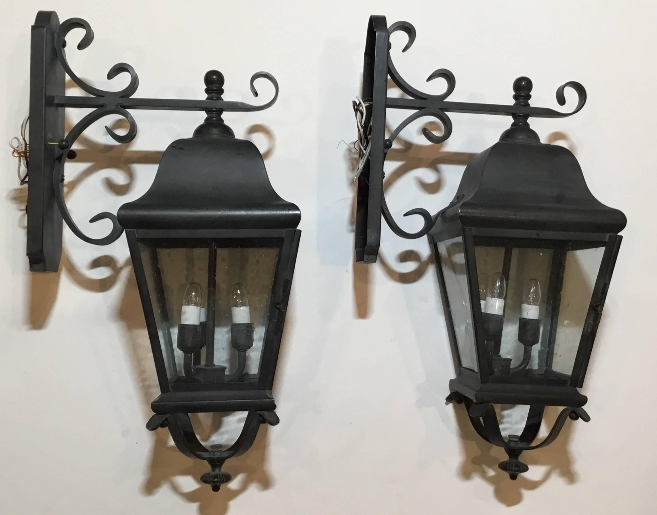 Pair of Handcrafted Brass Wall Lantern  7