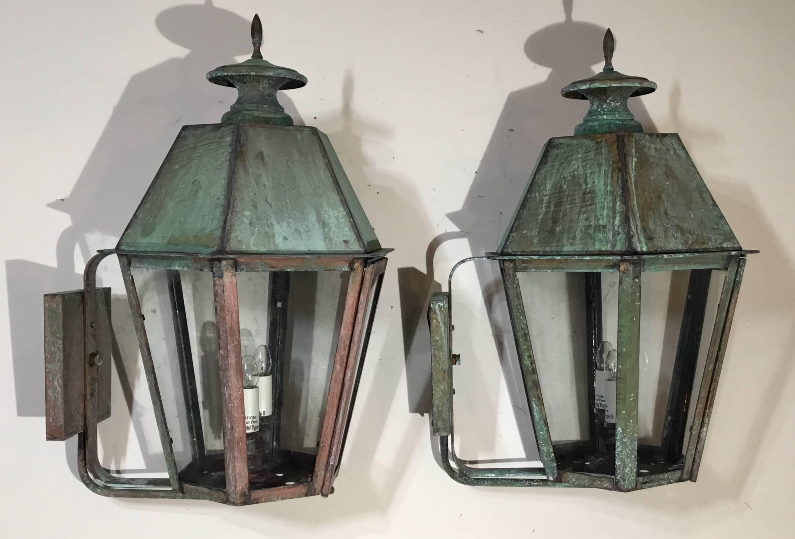 Pair of Handcrafted Brass Wall Lanterns 8
