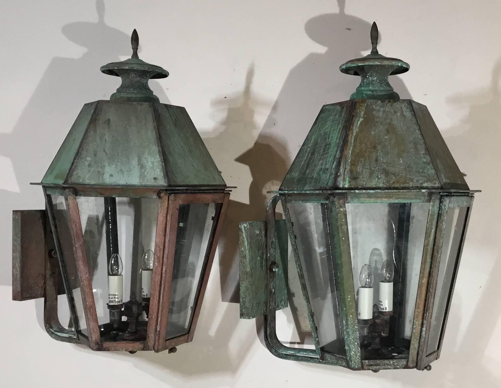Pair of Handcrafted Brass Wall Lanterns 10