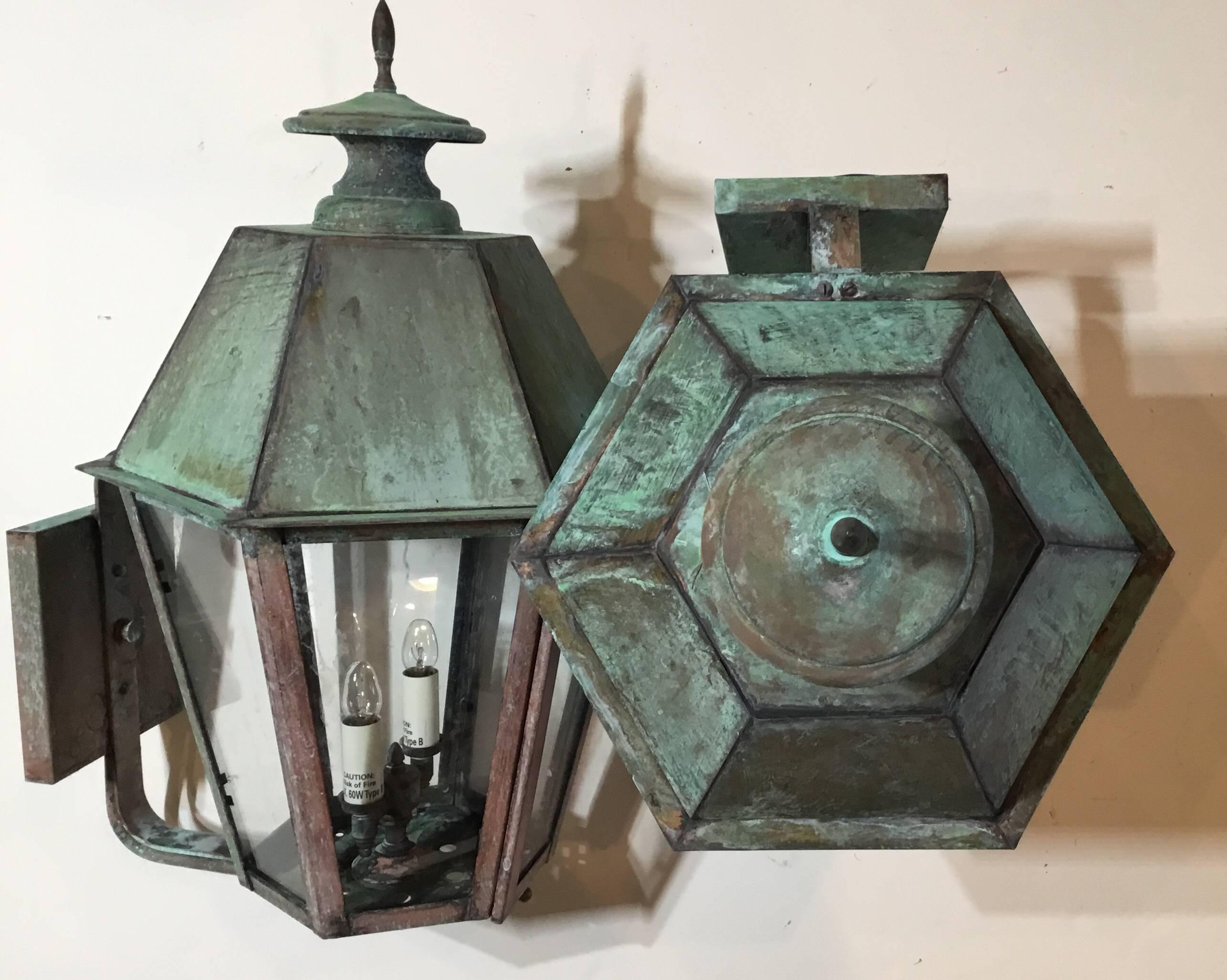 Pair of Handcrafted Brass Wall Lanterns 11