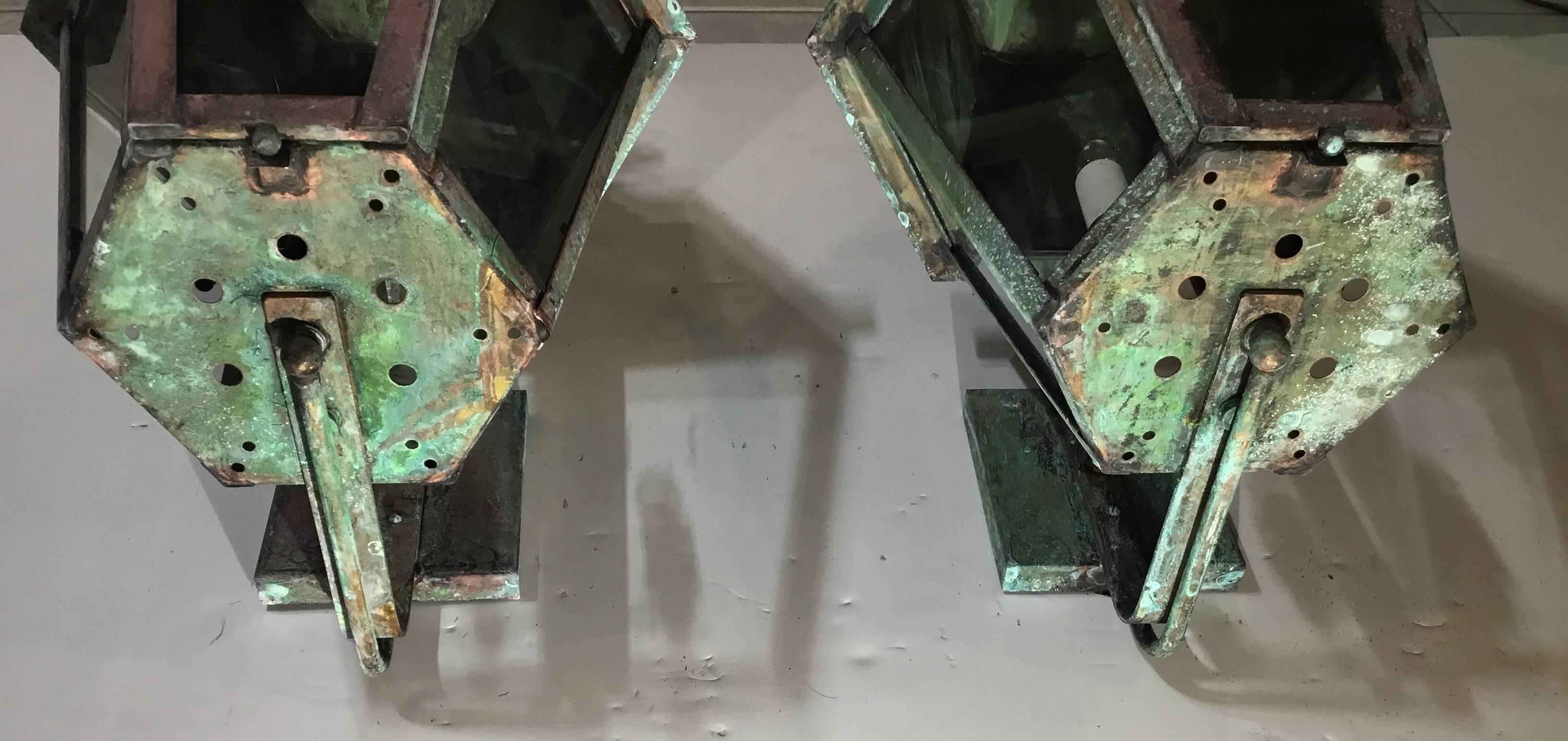 Pair of Handcrafted Brass Wall Lanterns 3