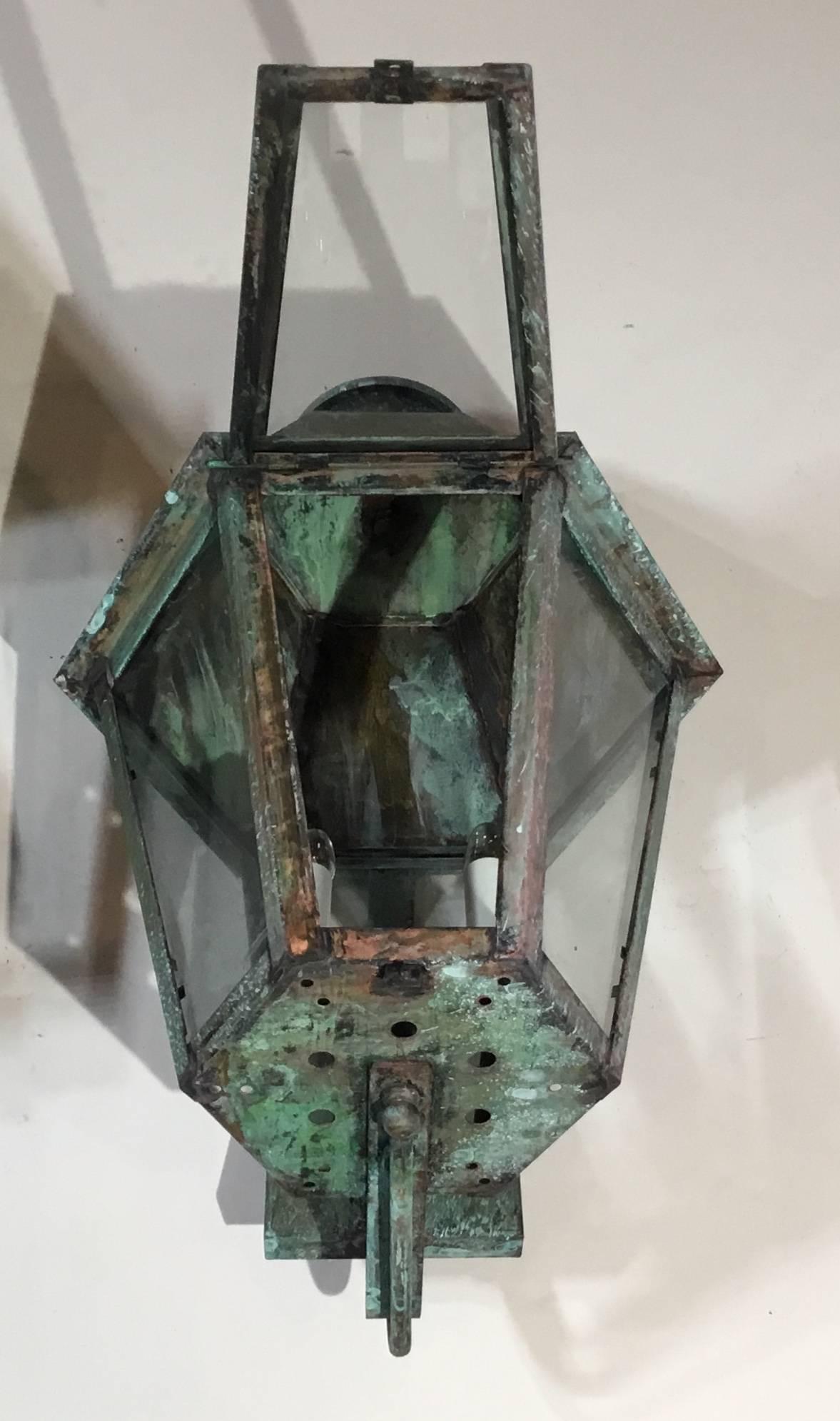 Pair of Handcrafted Brass Wall Lanterns 4