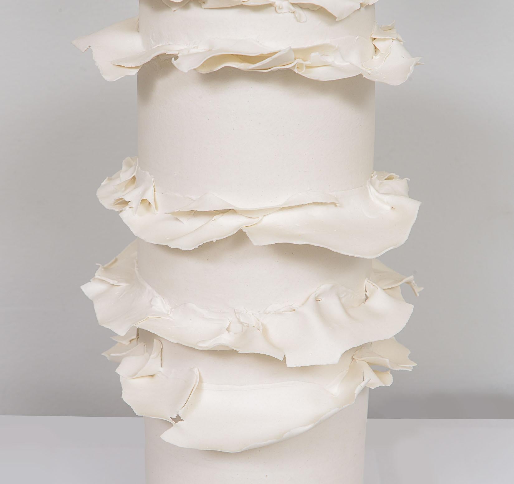 Hand-Crafted Pair of French Bespoke Porcelain Swirl Lamps For Sale