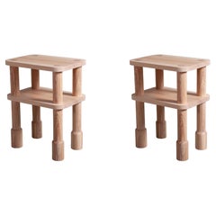 Pair of Handcrafted Contemporary English Ash End Tables