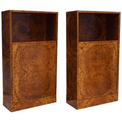 Pair of Handcrafted Danish 1930s Birch Root Veneered Cabinets