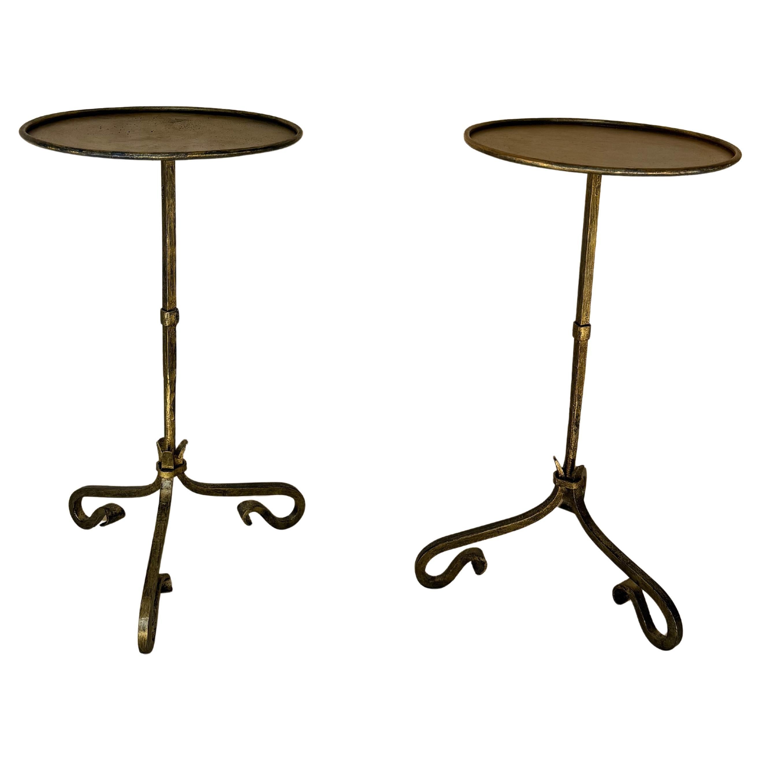 Pair of Handcrafted Gilt-Iron Side Tables