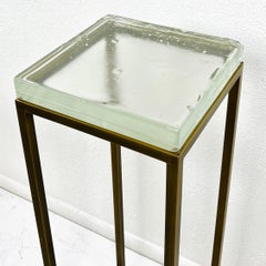 Pair of Handcrafted Metal & Poured Glass Pedestals