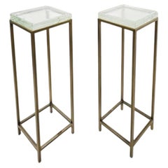 Pair of Handcrafted Metal & Poured Glass Pedestals