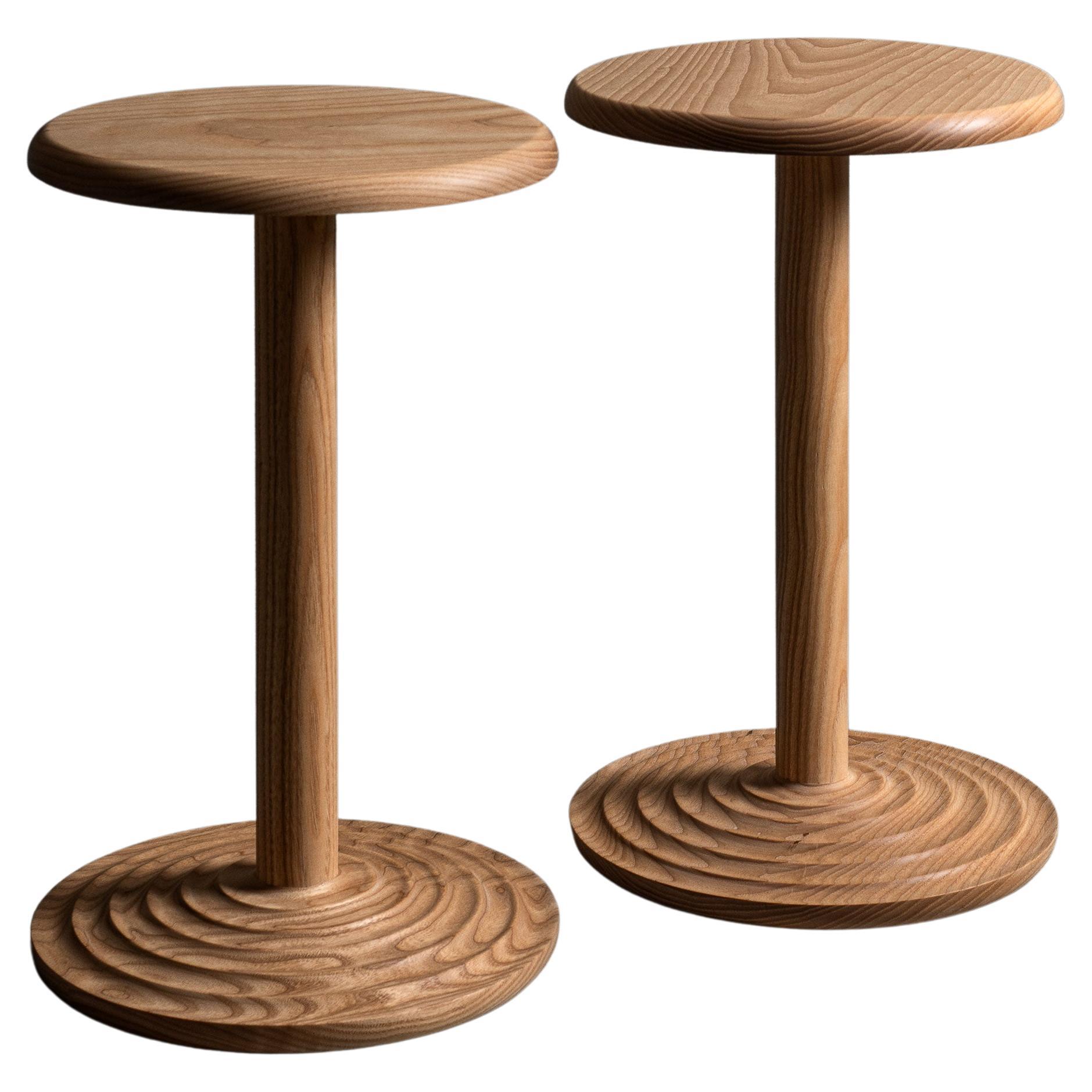 Pair Of Handcrafted Modernist Side Drink Tables