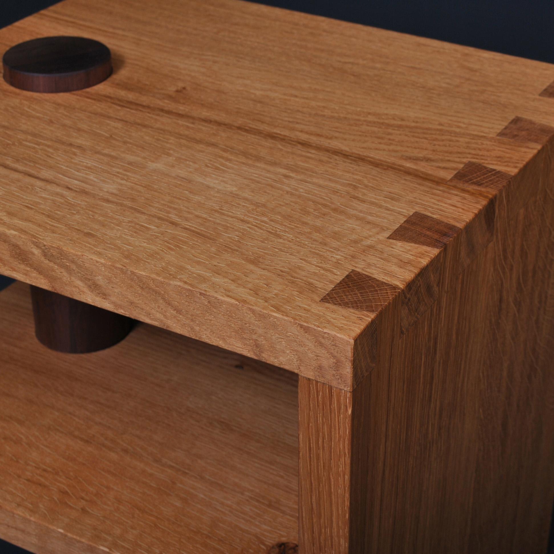 Post-Modern Pair of Handcrafted Oak & Walnut Tables For Sale