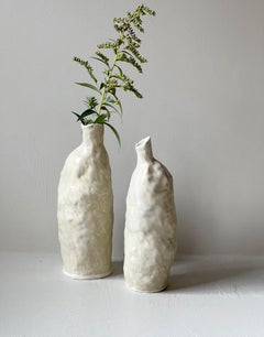 Pareja de Jarrones de Botella de Porcelana de Textura Moderna Orgánica Hechos a Mano