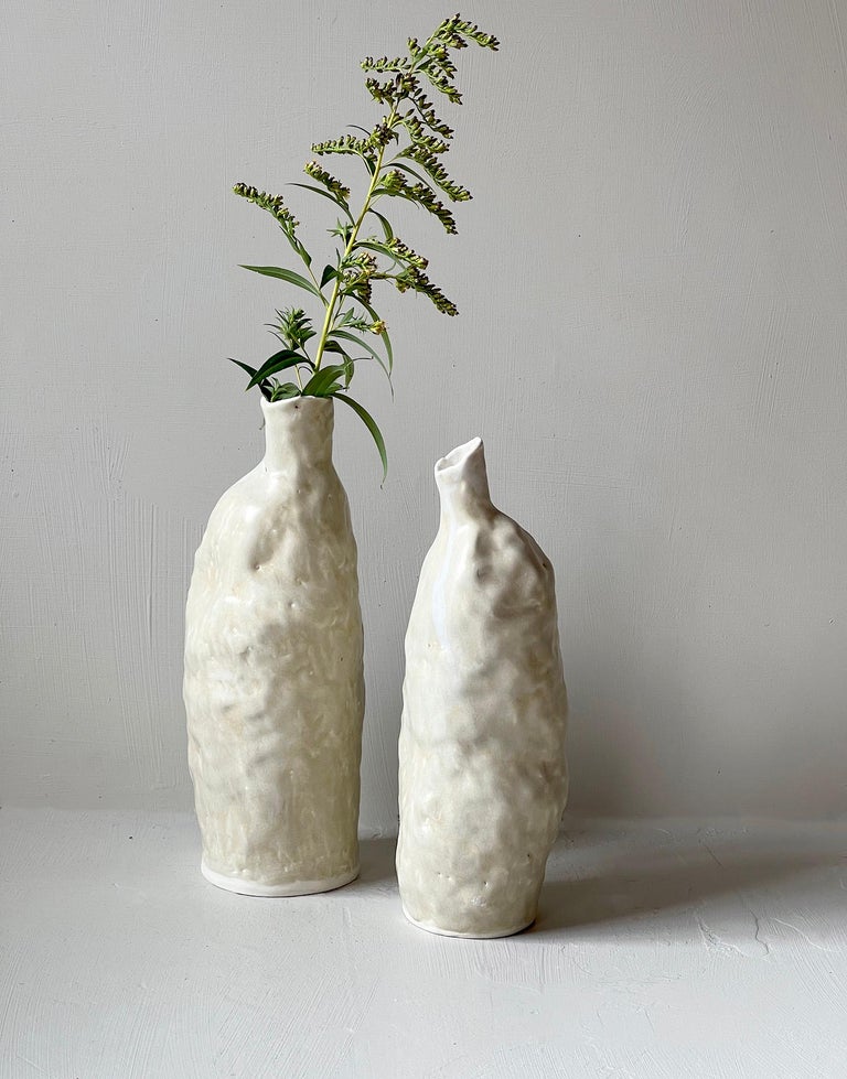 Curated visual reference: Visual Reference: Pair Of Handcrafted Organic Modern Textural Porcelain Bottle Vases For