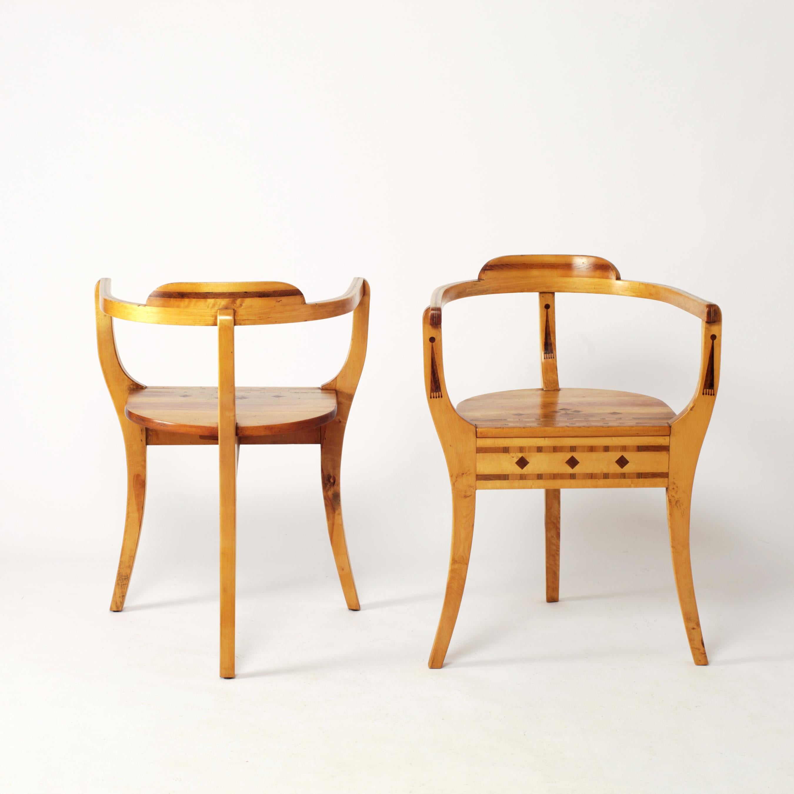 Scandinavian Modern Pair of Handcrafted Pinewood Armchairs, Sweden, 1942