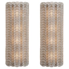 Pair of Handcrafted “Python” Clear Murano Textured Glass Sconces, Italy, 2026