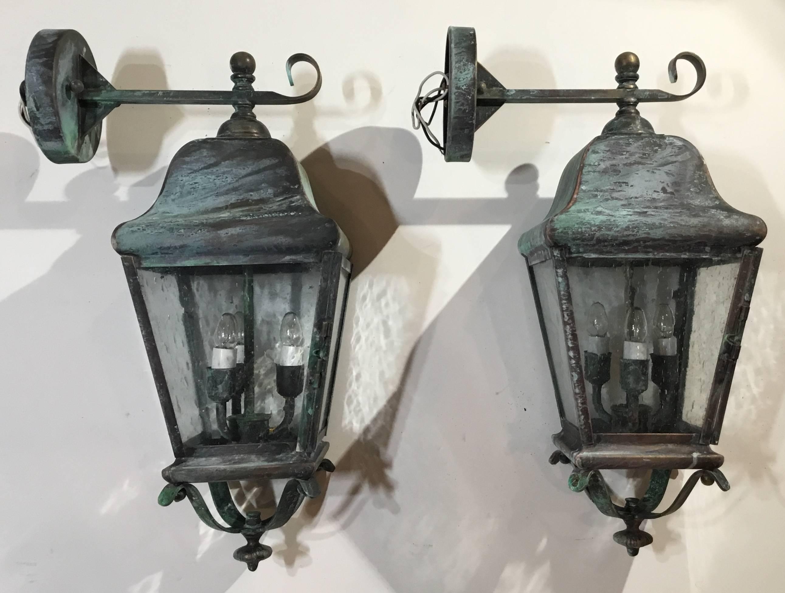 Pair of Handcrafted Solid Brass Wall Lanterns 5