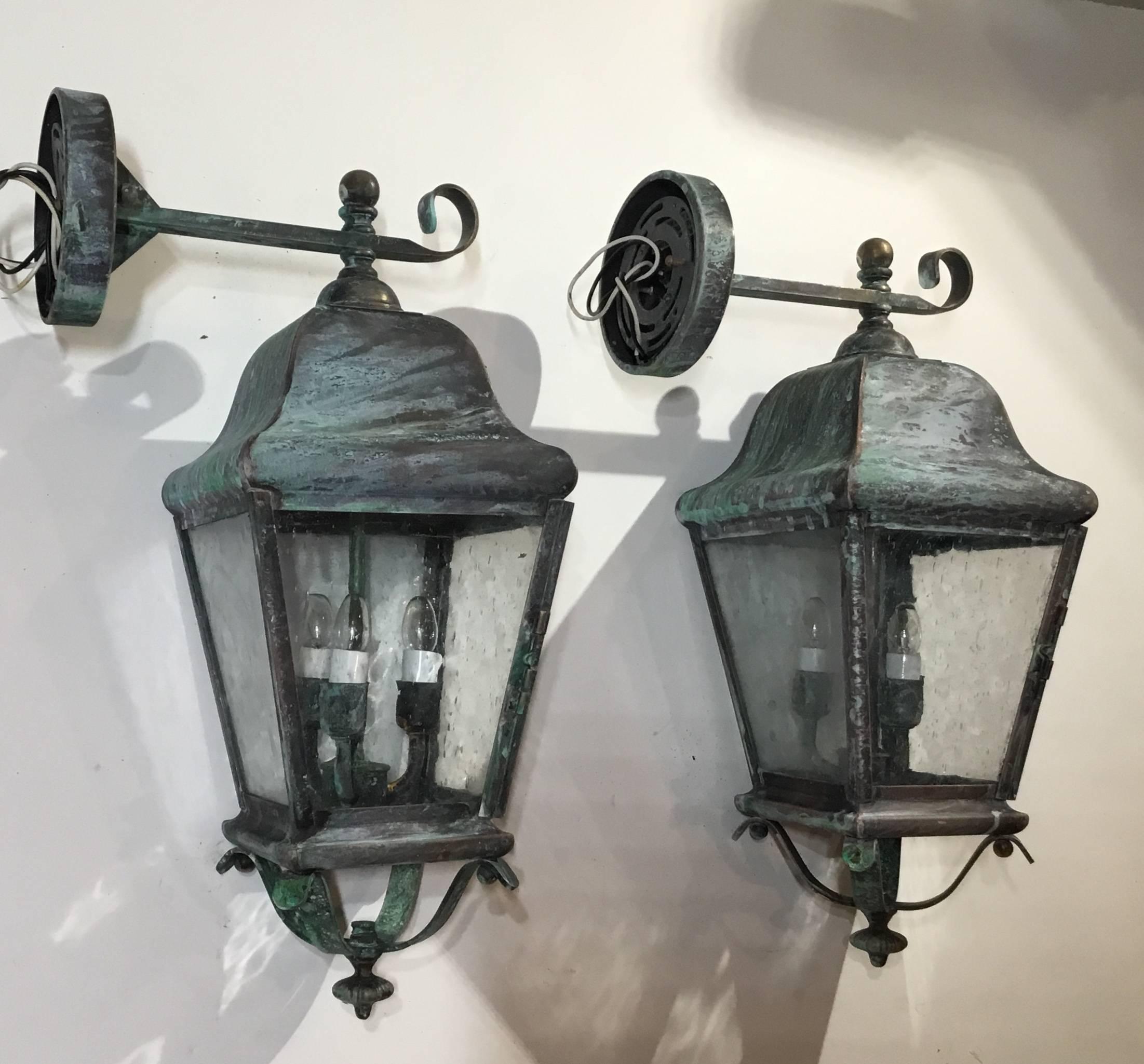 Pair of Handcrafted Solid Brass Wall Lanterns 6