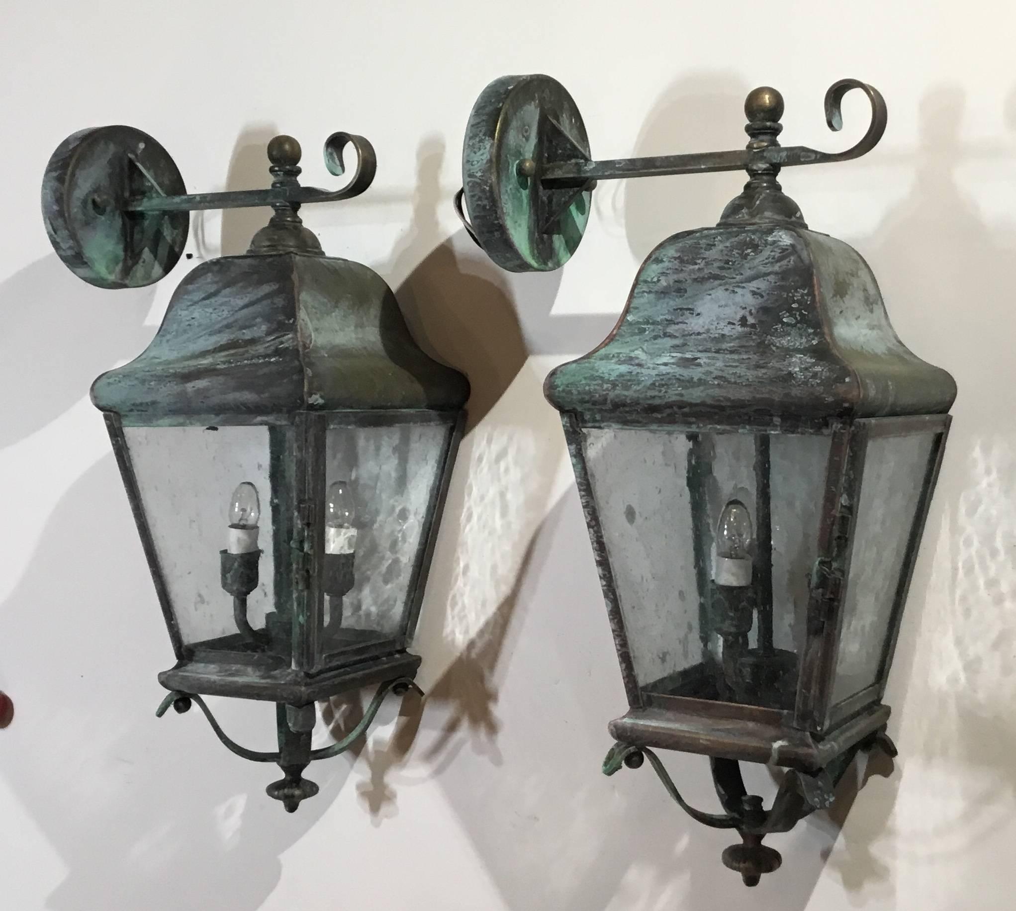Pair of Handcrafted Solid Brass Wall Lanterns 7