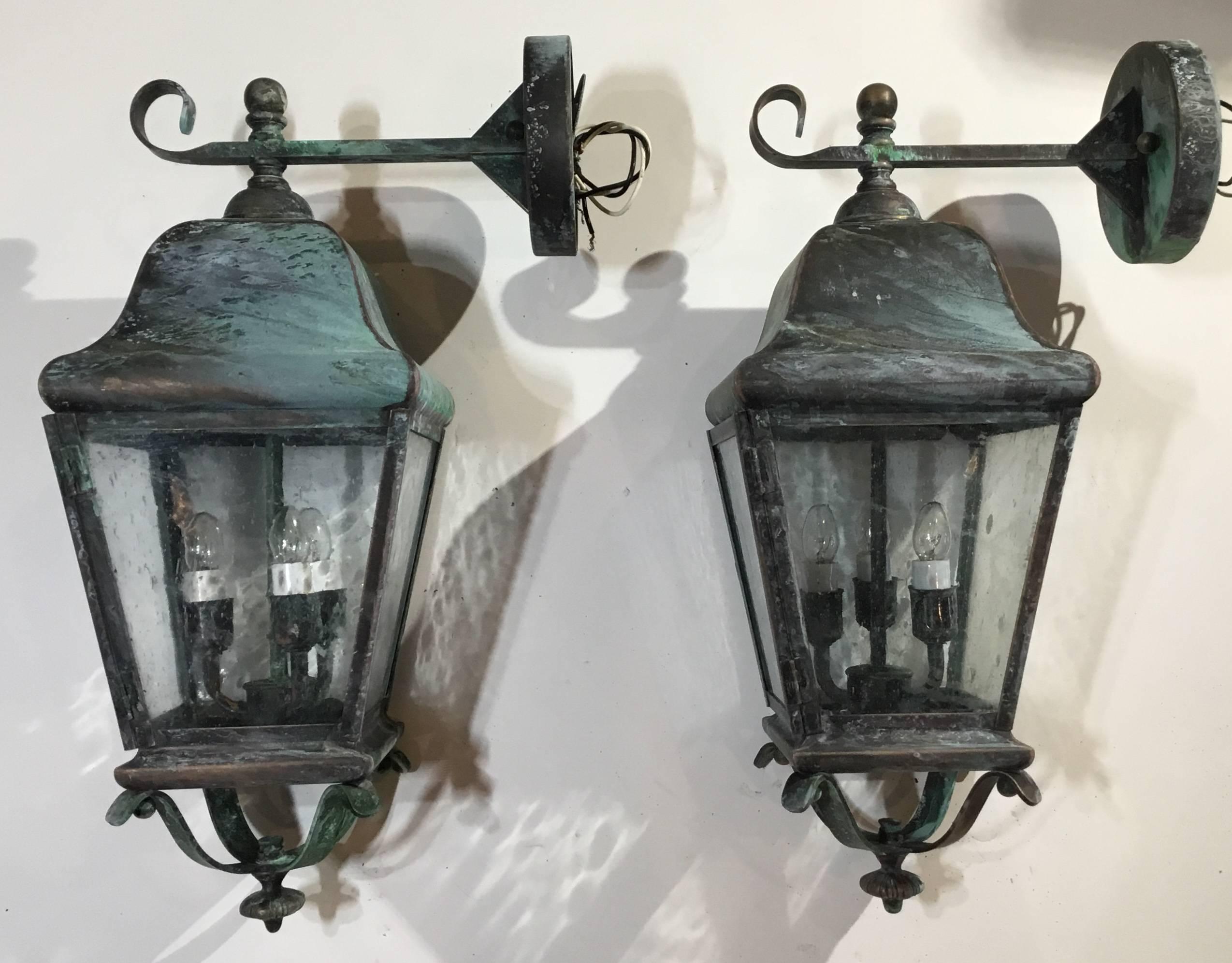 Pair of Handcrafted Solid Brass Wall Lanterns 8