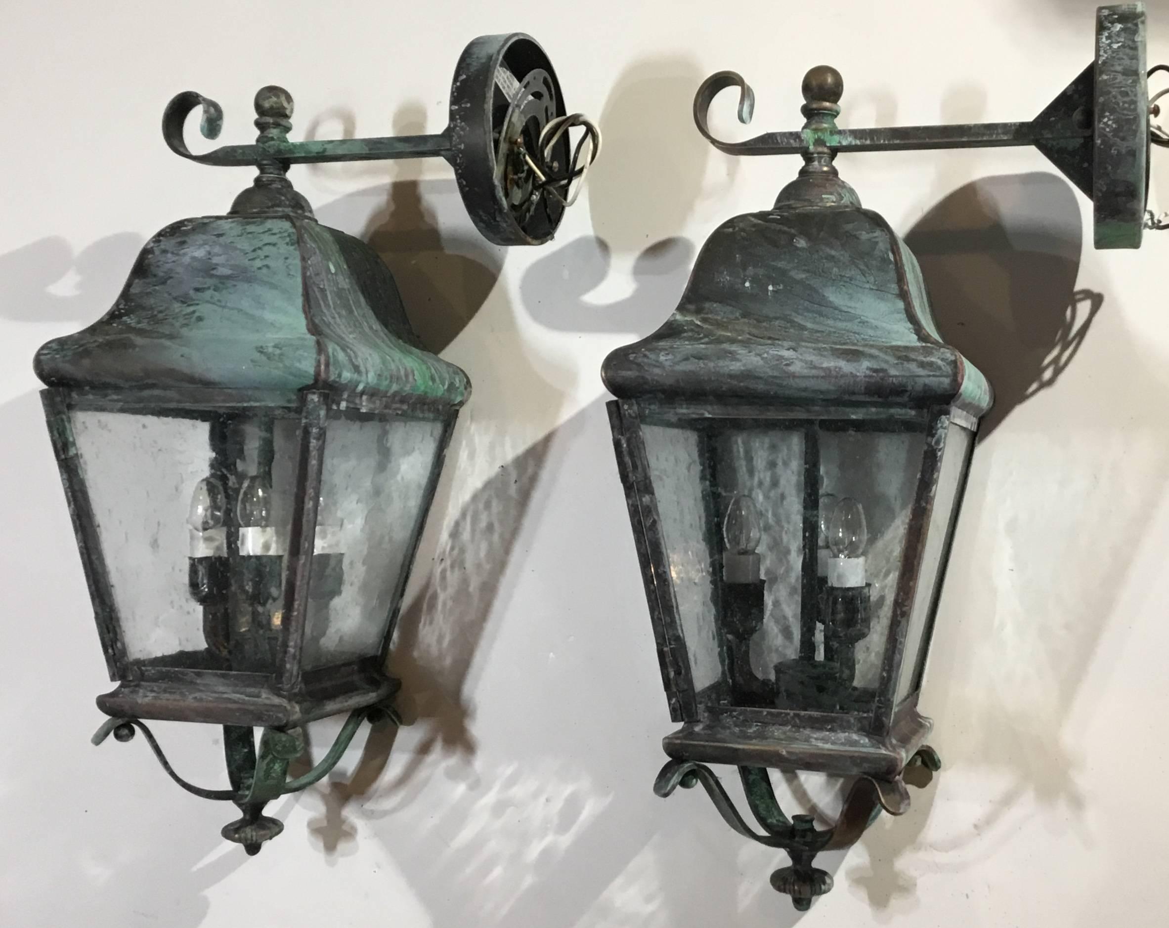 Pair of Handcrafted Solid Brass Wall Lanterns 9
