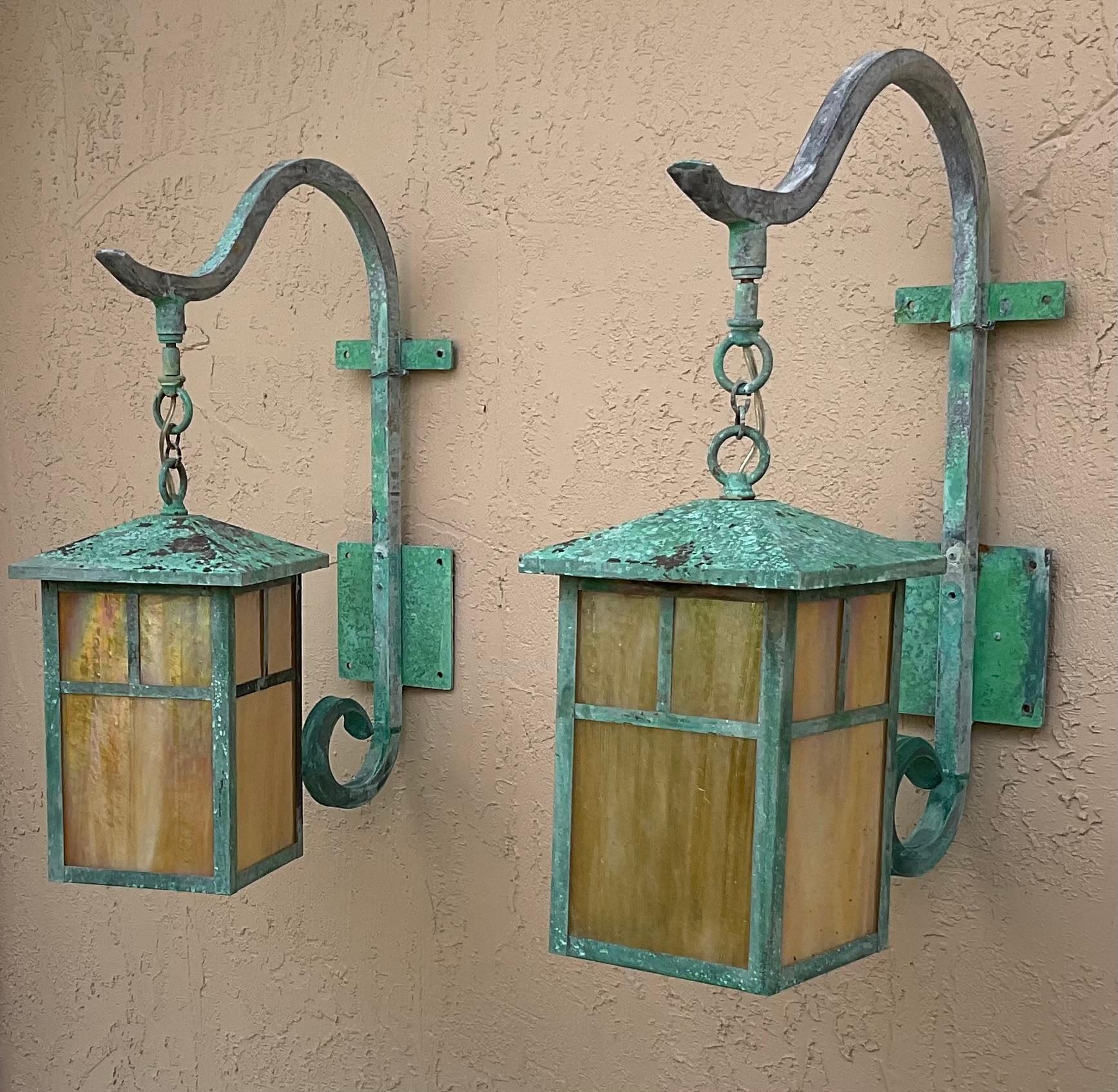 Pair of Handcrafted Wall-Mounted Brass Lantern For Sale 8