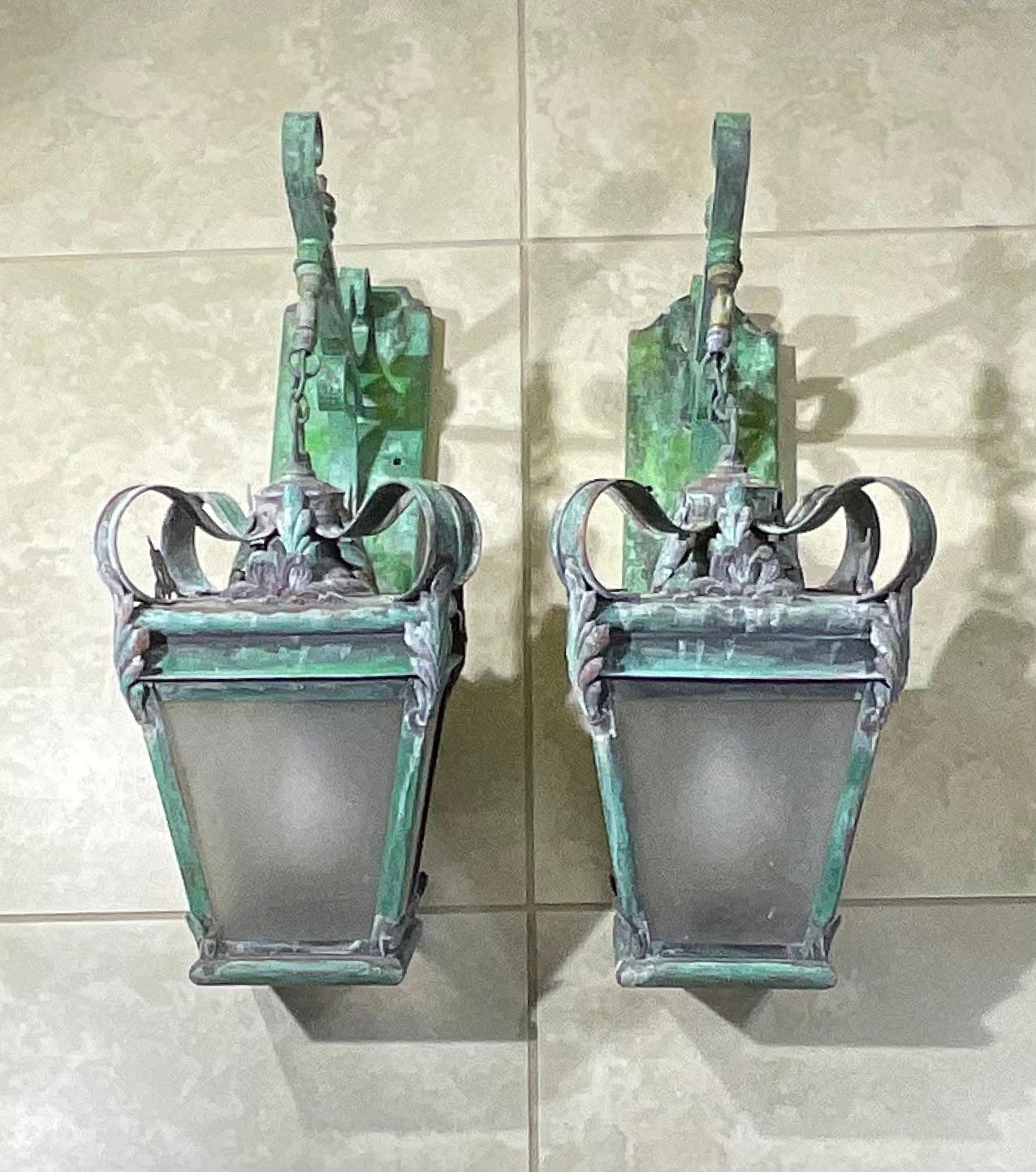 Pair of Handcrafted Wall-Mounted Brass Lantern 2