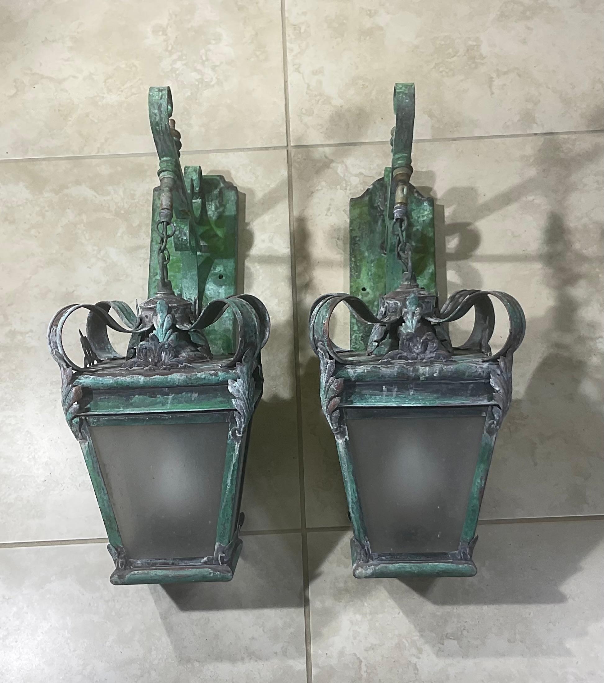 Pair of Handcrafted Wall-Mounted Brass Lantern 3